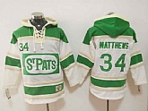 Toronto Maple Leafs #34 Auston Matthews White St. Patrick's Day All Stitched Hooded Sweatshirt,baseball caps,new era cap wholesale,wholesale hats